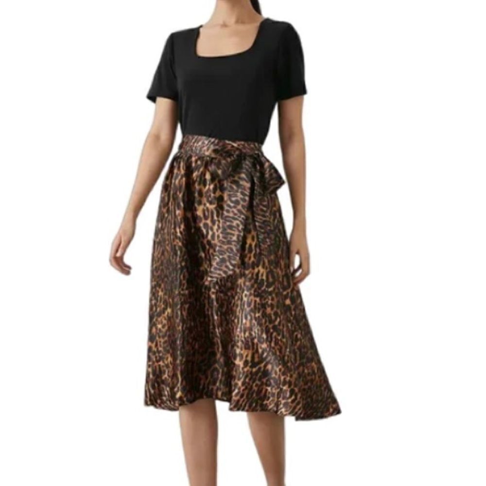 NWT Truly 4 You Leopard Midi Skirt in Size Large
